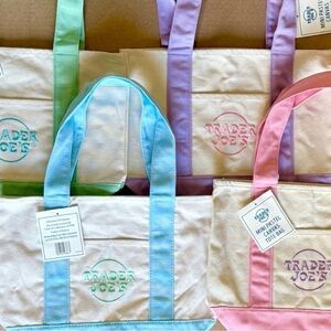 Trader Joe's Mini Pastel Canvas Tote Bags